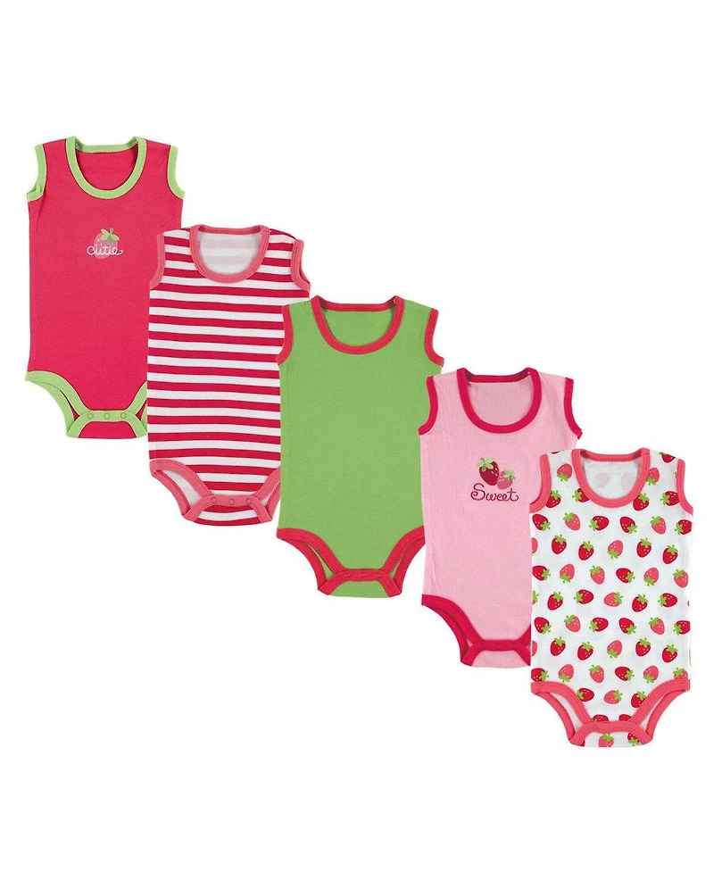 Luvable Friends Baby Girls Breathable Cotton Sleeveless Layering Bodysuits