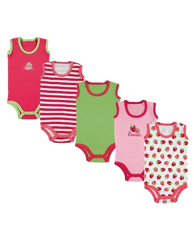 Luvable Friends Baby Girls Breathable Cotton Sleeveless Layering Bodysuits