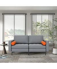 Modern Loveseat Sofa with 2 Bolsters and Side Storage Pocket