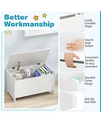 Wooden Kids Toy Box with Safety Hinge