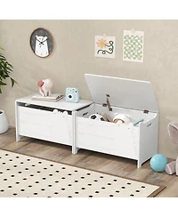 Wooden Kids Toy Box with Safety Hinge