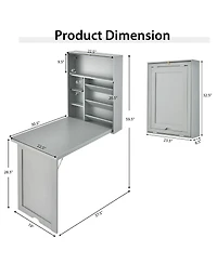 Wall-Mounted Fold-Out Convertible Floating Desk Space Saver