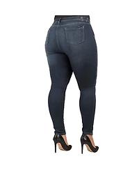 Poetic Justice Plus Curvy-Fit Basic 5 Pockets Skinny Jeans Dark 29
