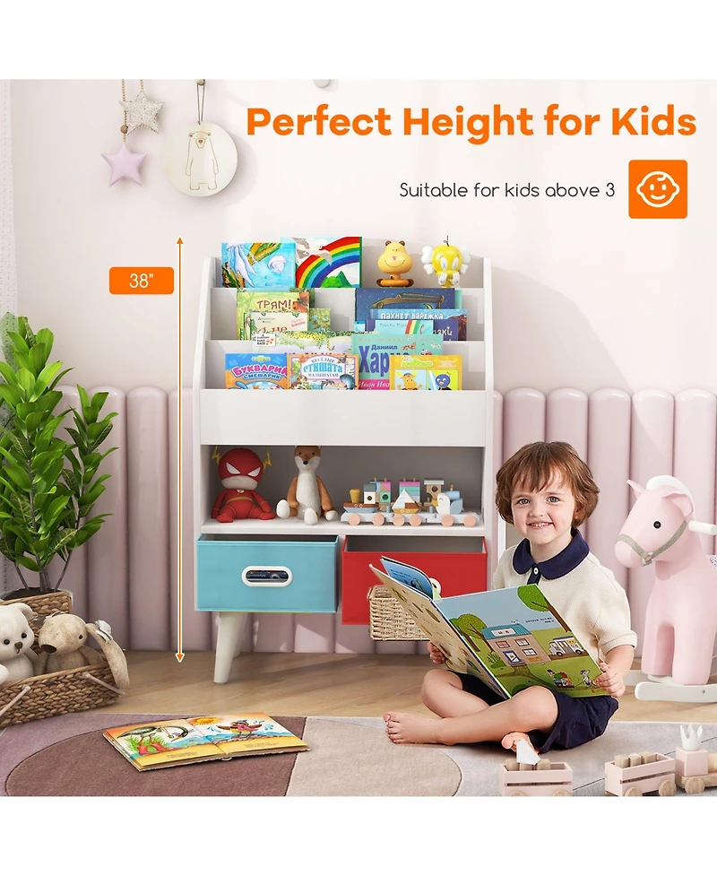 Kids Bookshelf with Open Compartment for Toddlers 3+ Years Old