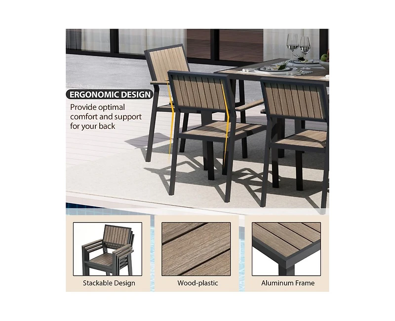 Piece Aluminum Outdoor Patio Dining Set with Rectangle Table