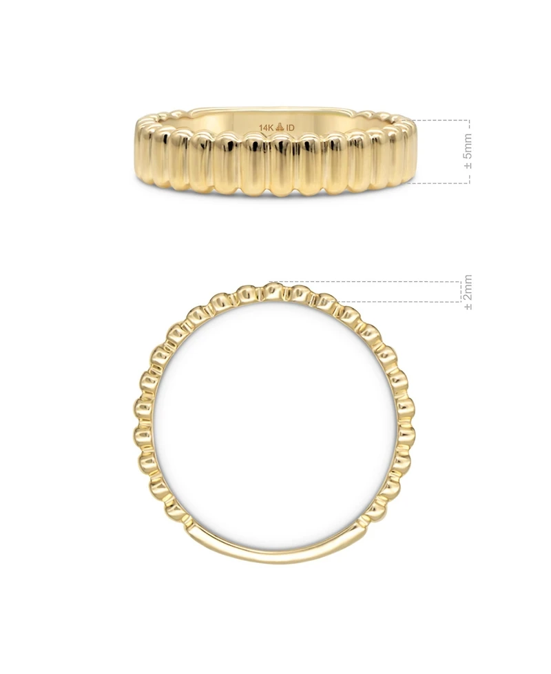 Devata Ribbed Band Ring in 14K Gold, Size 5, approx. 2.5 grams