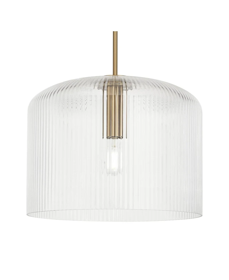 Possini Euro Lallie 18" Wide Warm Brass Ribbed Glass Pendant Light - Possini Euro Design