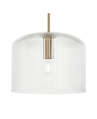 Possini Euro Lallie 18" Wide Warm Brass Ribbed Glass Pendant Light - Possini Euro Design