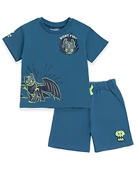 How to Train Your Dragon Boys DreamWorks Toothless T-Shirt and French Terry Shorts Outfit Set