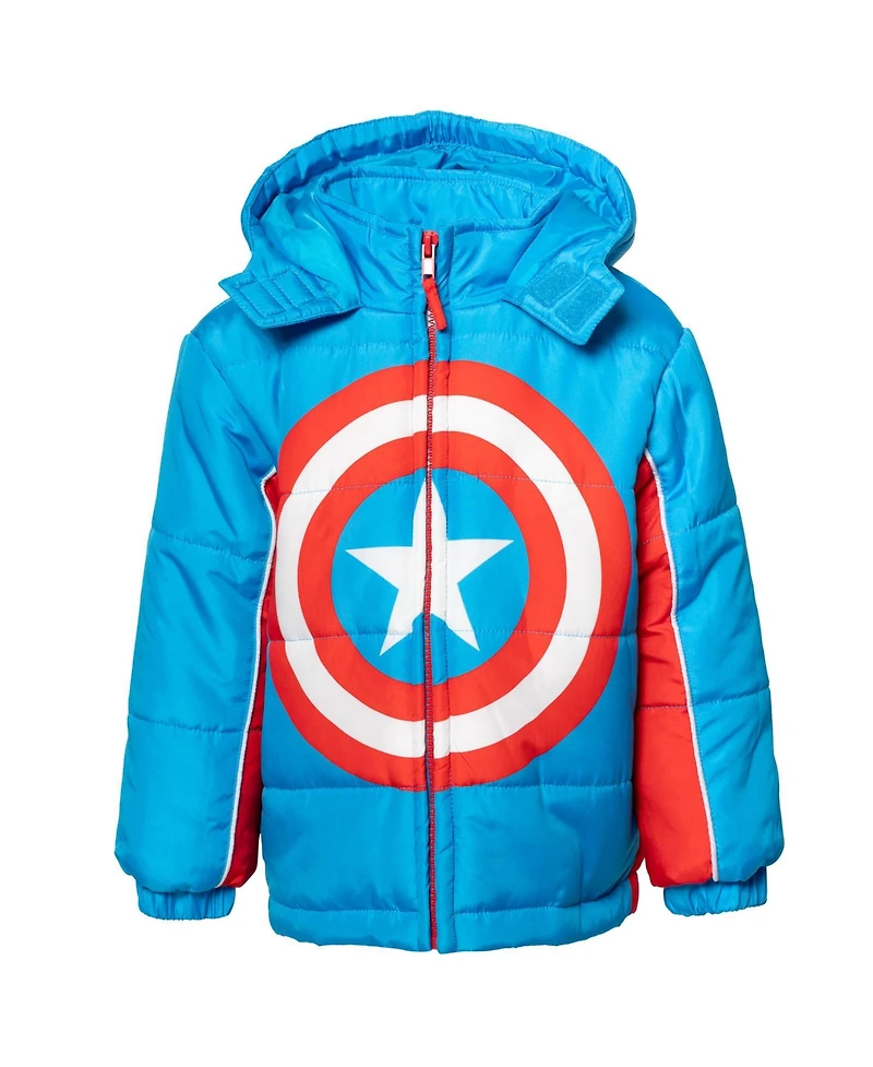 Avengers Boys Marvel Captain America Zip Up Winter Coat Puffer Jacket
