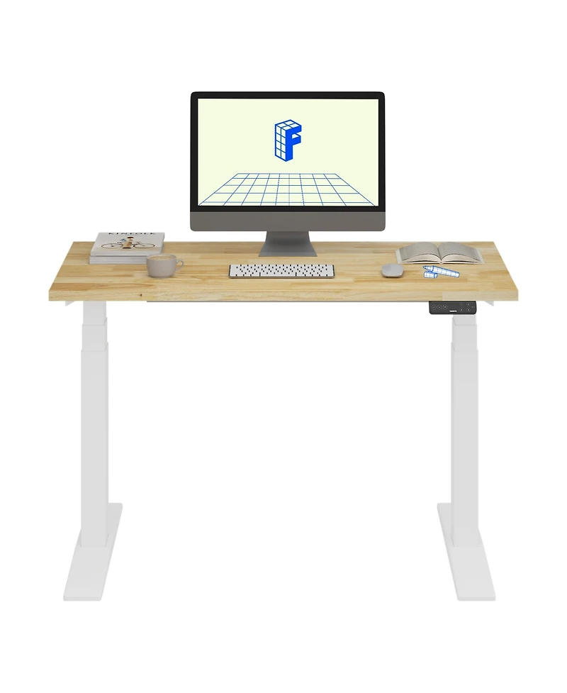 Flexispot E7-commercial 48 W Electric Adjustable Standing Desk, Rubber Wood Top, White Base