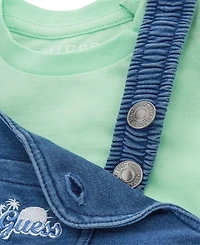 Guess Baby Boys 2-Piece T-Shirt and Knit Denim Overall Set