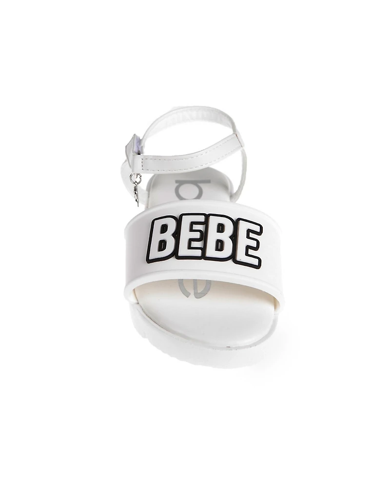 Bebe Little Girls Flat with Rhinestone Dangle Charm Sandals