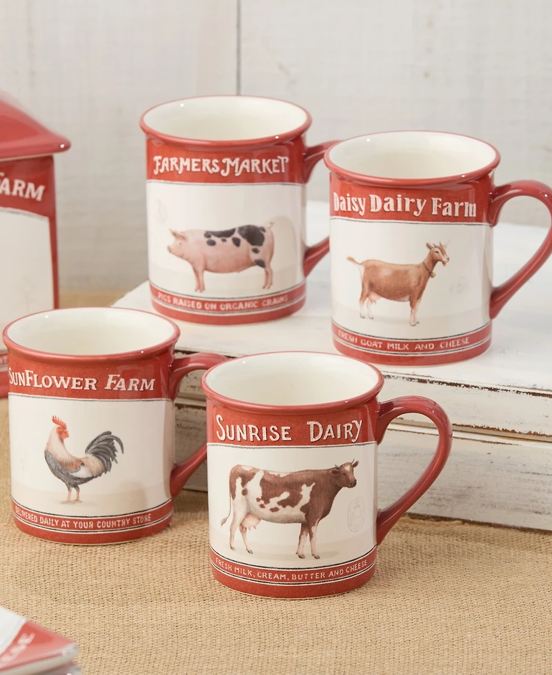 Certified International Vintage Farm Mugs, Set of 4