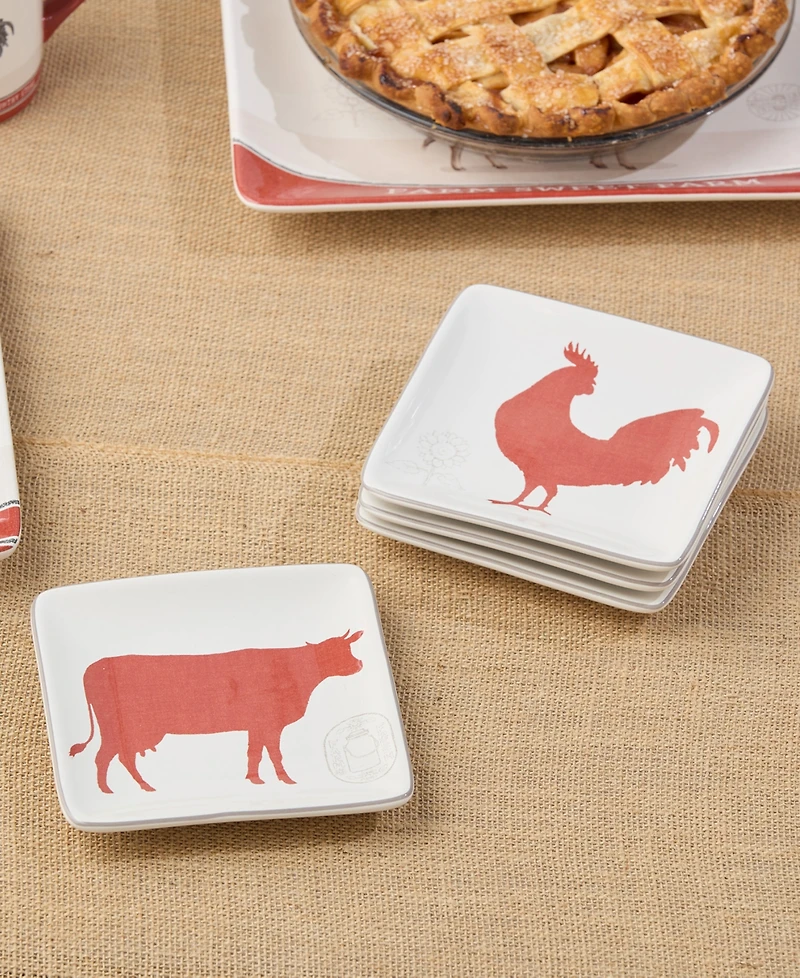 Certified International Vintage Farm Canape Plates, Set of 4, Service for 4