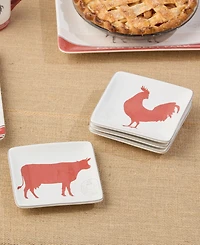 Certified International Vintage Farm Canape Plates, Set of 4, Service for 4