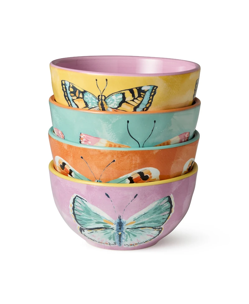 Certified International Butterflies Ice Cream Bowls, Set of 4, Service for 4