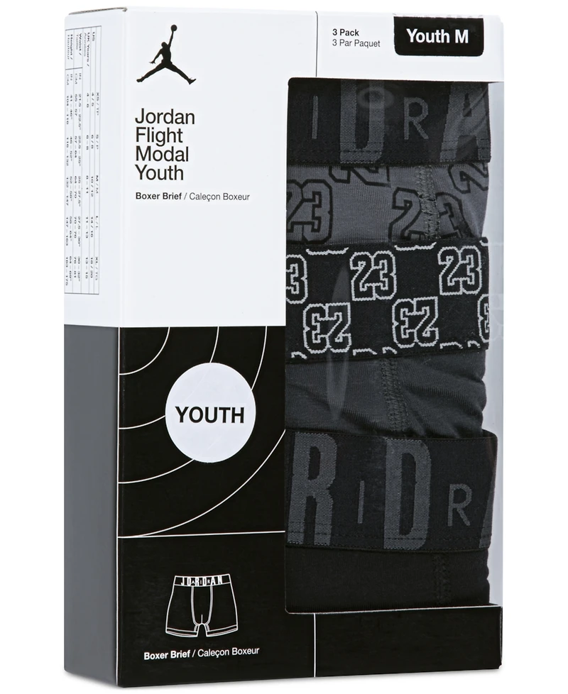 Jordan Big Boys 23 Monogram Boxer Briefs, 3 Pack