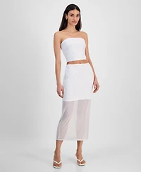 Bar Iii Women's Rhinestone Mesh Tube Top, Exclusively at Macy's