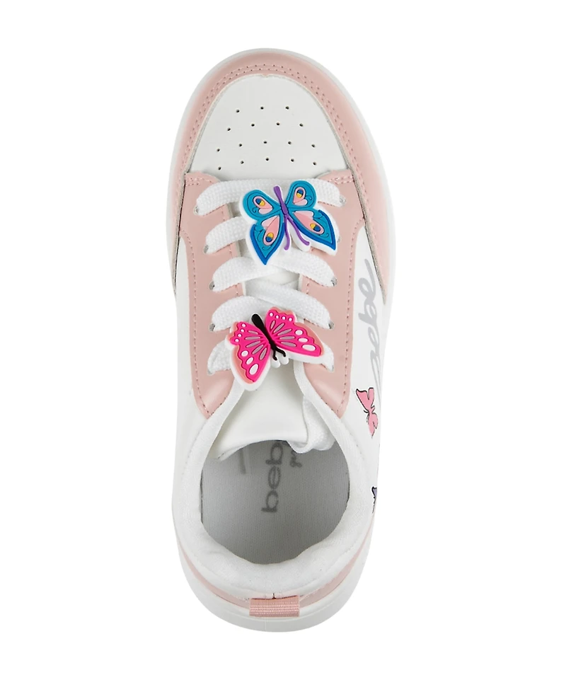 Bebe Little Girls Court with Decorative Screen Print Sneakers