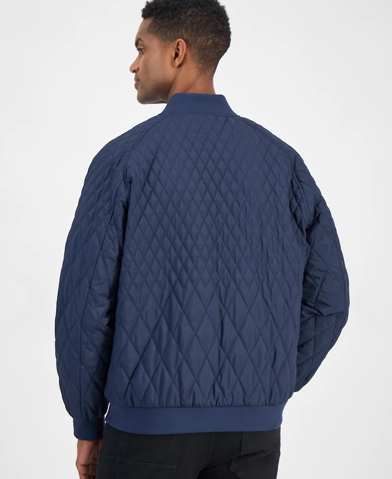 Karl Lagerfeld Men's Quilted Water-Resistant Bomber Jacket