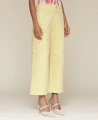 Avec Les Filles Women's High-Waist Cropped Carpenter Jeans