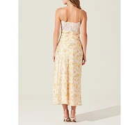 Astr the Label Women's Ivanna Floral Lace-Trim Sweetheart Maxi Dress