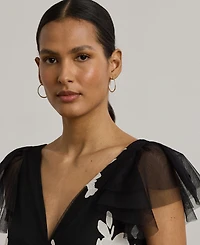 Lauren Ralph Lauren Women's Floral-Applique Tulle Cocktail Dress