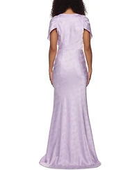 Alex & Sophia Juniors' Cowlneck Satin Jacquard Gown