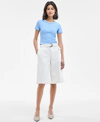 Hugo Women's Cotton High-Rise Denim Bermuda Shorts