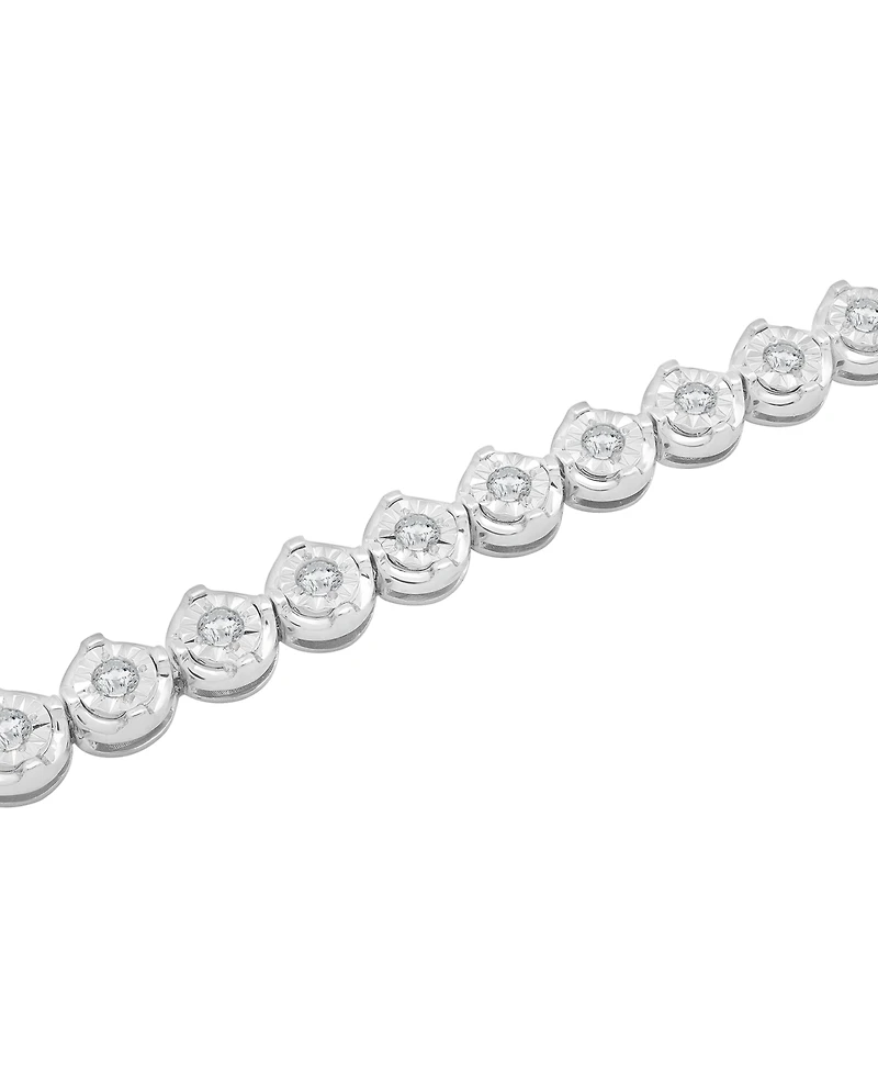 Diamond Round Link Bracelet (1 ct. t.w.) in Sterling Silver