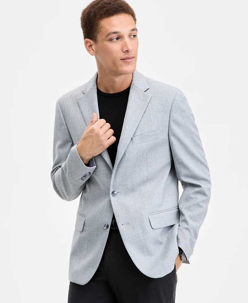 Tommy Hilfiger Men's Modern-Fit Gray Herringbone Sport Coat