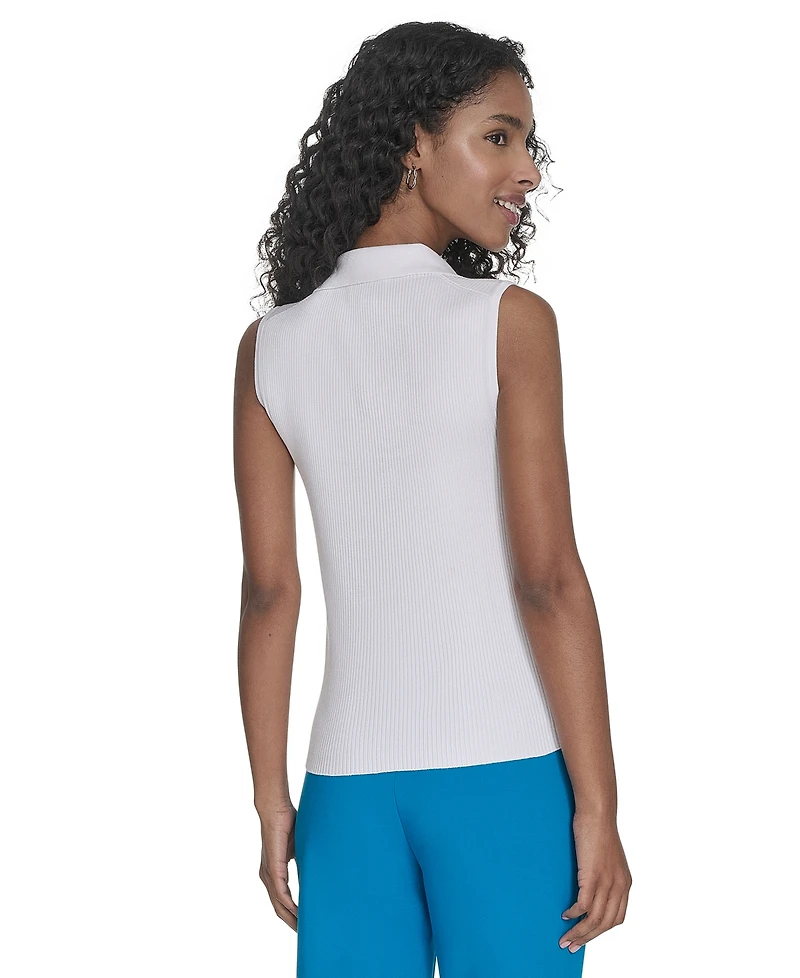 Calvin Klein Women's Johnny-Collar Sleeveless Sweater