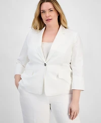 Kasper Plus Linen-Blend Blazer