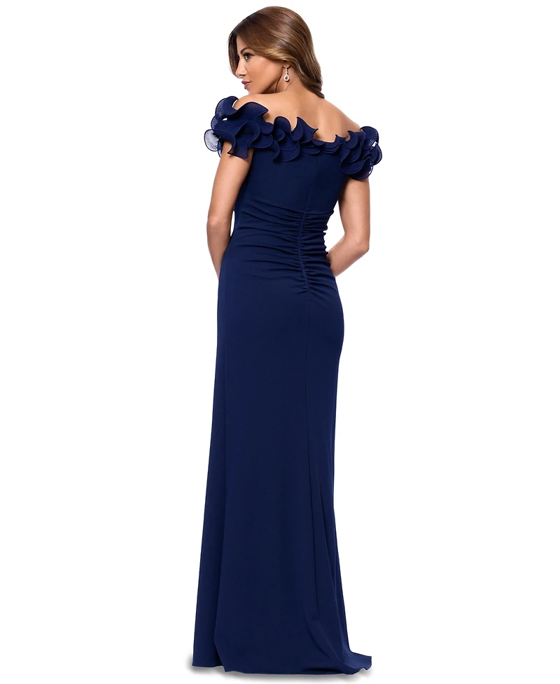 Xscape Petite Ruffled Sweetheart-Neck Fit & Flare Gown