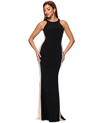 Xscape Women's Beaded Colorblocked Bodycon Dress
