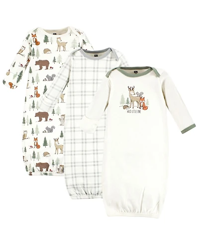 Hudson Baby Baby Boys Hudson Unisex 3Pk Interlock Gowns