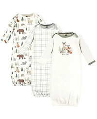 Hudson Baby Baby Boys Hudson Unisex 3Pk Interlock Gowns