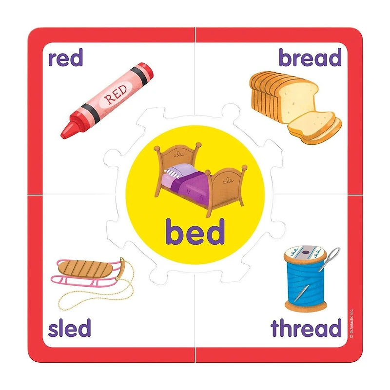 Scholastic Beginning To Read Puzzle Set with Vowels, Rhyming, and Sounds - Set of 3