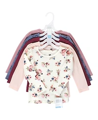 Hudson Baby Girls Thermal Long Sleeve Tees 5pk, Dusty Rose Floral