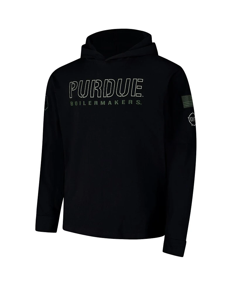 Colosseum Men's Black Purdue Boilermakers Oht Military Appreciation Hoodie Long Sleeve T-Shirt