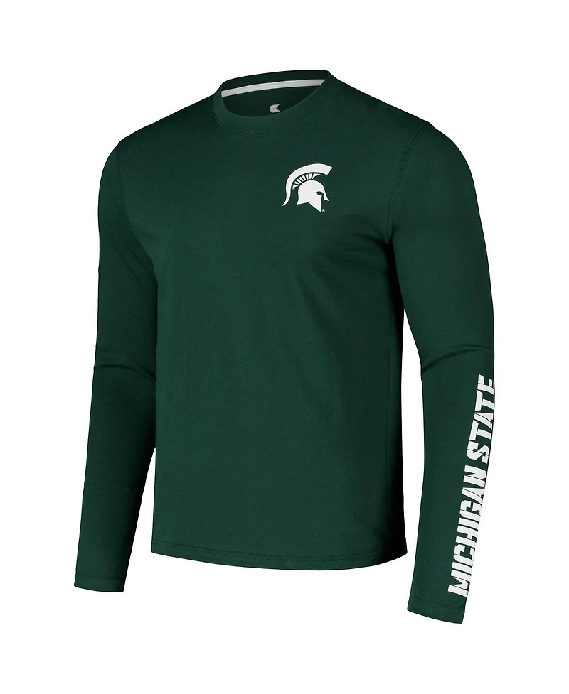 Colosseum Men's Green Michigan State Spartans Logo Lockup 3-Hit Active Blend Long Sleeve T-Shirt