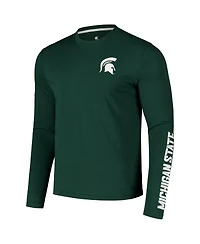 Colosseum Men's Green Michigan State Spartans Logo Lockup 3-Hit Active Blend Long Sleeve T-Shirt