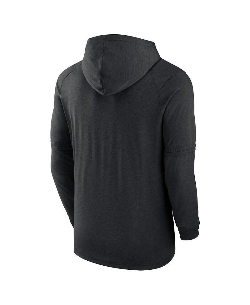 Nike Men's Heather Black Tampa Bay Rays Authentic Collection Tri-Blend Performance Pullover Hoodie