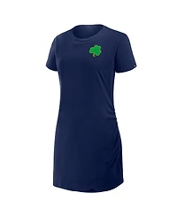 Fanatics Women's Navy Notre Dame Fighting Irish Relaxed Fit Drape T-Shirt Dress