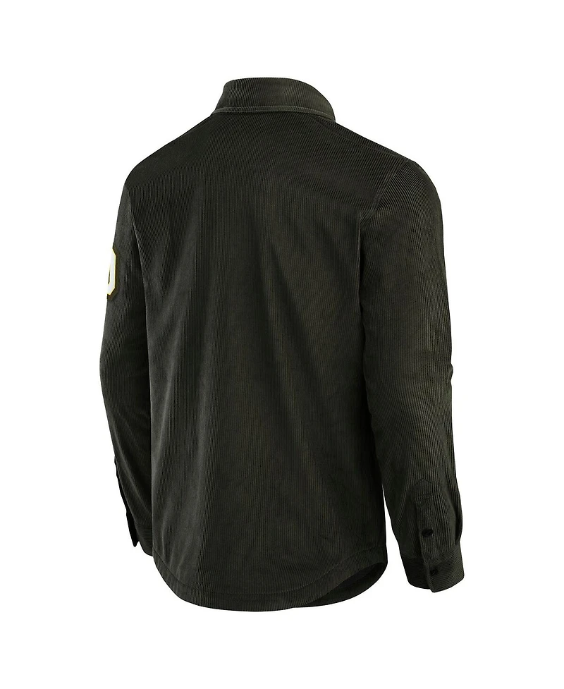 Fanatics Men's Olive Oregon Ducks Corduroy Full-Button Shacket