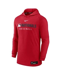 Nike Men's Heather Red Washington Nationals Authentic Collection Tri-Blend Performance Pullover Hoodie