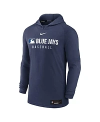 Nike Men's Heather Navy Toronto Blue Jays Authentic Collection Tri-Blend Performance Pullover Hoodie