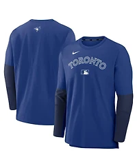 Nike Men's Royal/Navy Toronto Blue Jays Authentic Collection Lightweight Player Tri-Blend Performance Pullover Sweatshirt