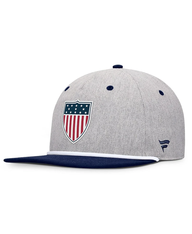 Fanatics Men's Heather Gray/Navy Team Usa Eagle Snapback Hat